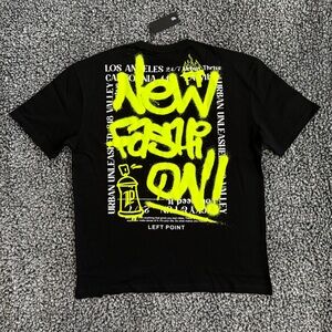 Men’s Left Point T-Shirt, Black, Puff Print, NWT